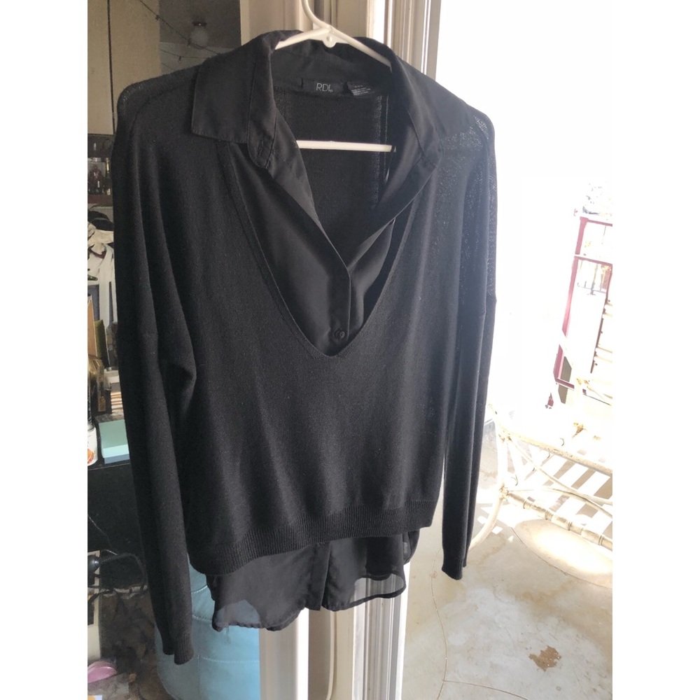 Black sweater/blouse combo perfect for work